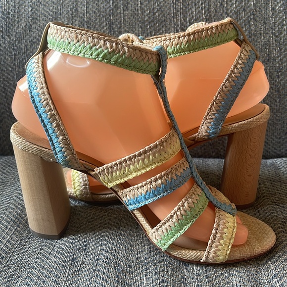 Antonio Melani Raffia Ankle Strap Block Heels Sandals Size: 7.5M - Picture 10 of 16